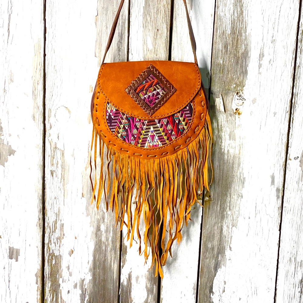Huipil fringe bag Guatemalan artisan festival